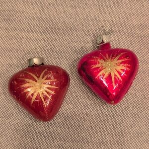 BUNDLE OF 2 VINTAGE HEART CHRISTMAS ORNEMENTS